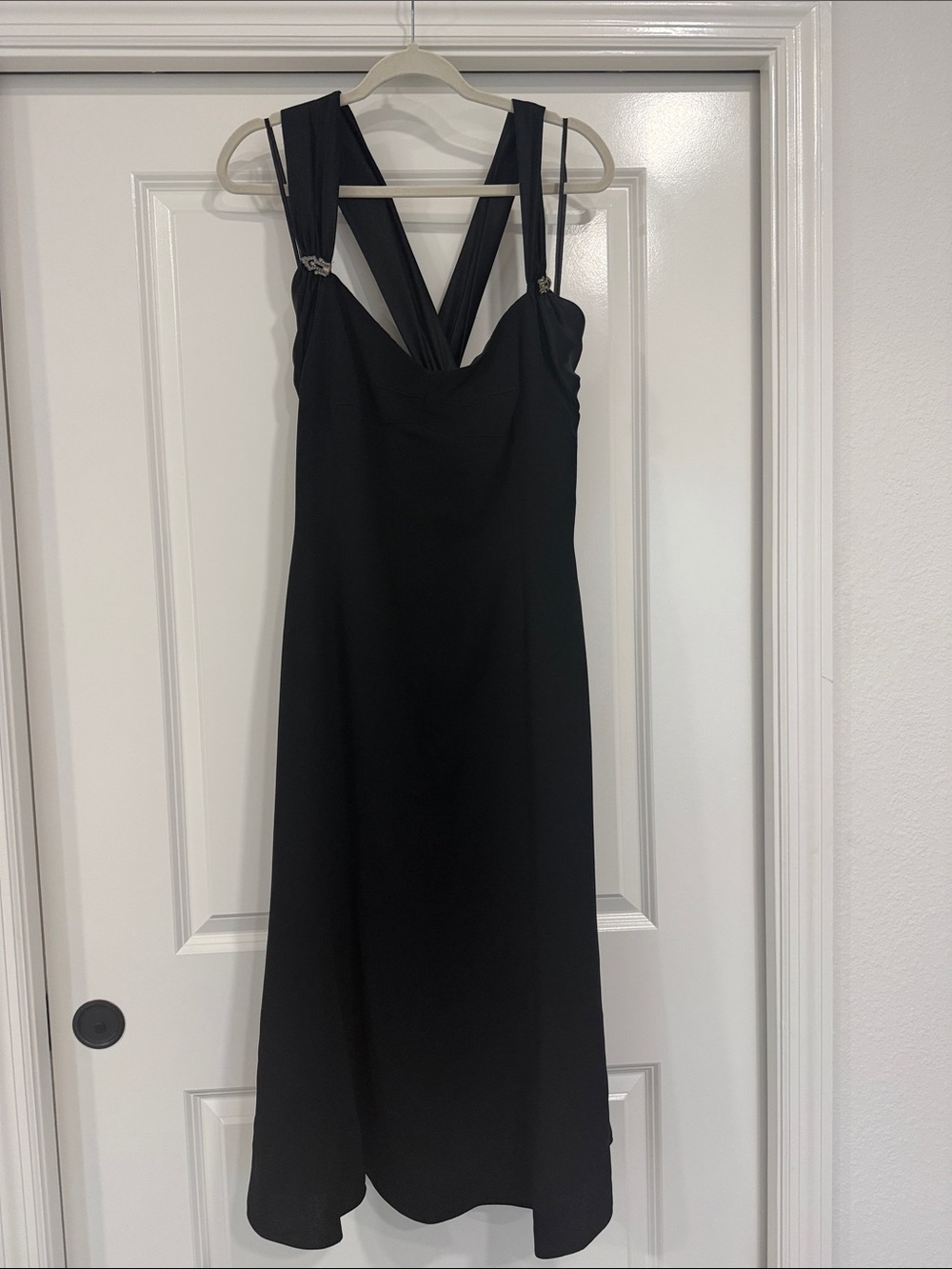 Jones New York Black Maxi Dress with Draped Cross Back